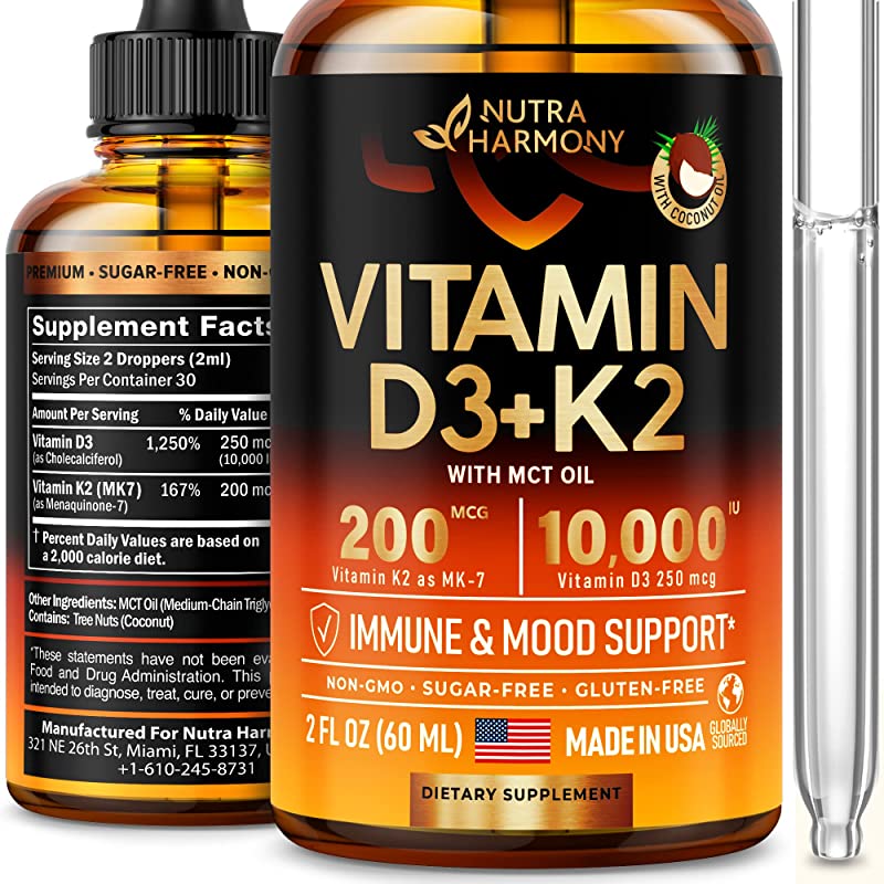 Vitamin D3 K2 Drops - Sublingual Liquid Vitamin D - Made - Kid Heed